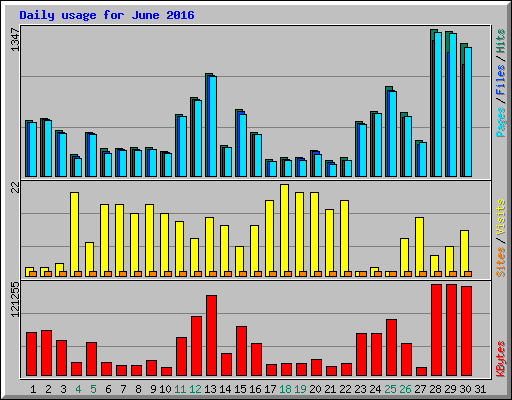 Daily usage for June 2016