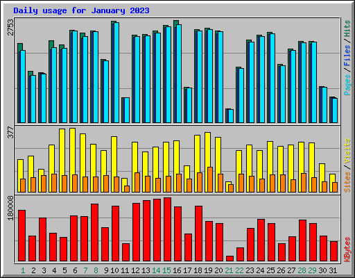 Daily usage for January 2023
