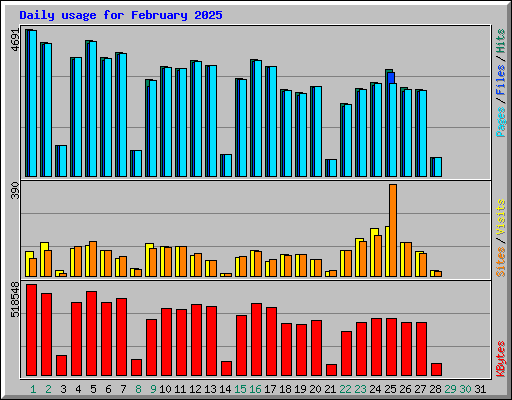 Daily usage for February 2025