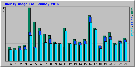 Hourly usage for January 2016