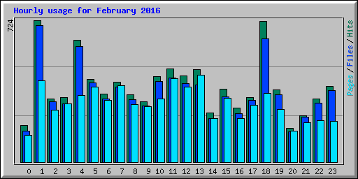 Hourly usage for February 2016